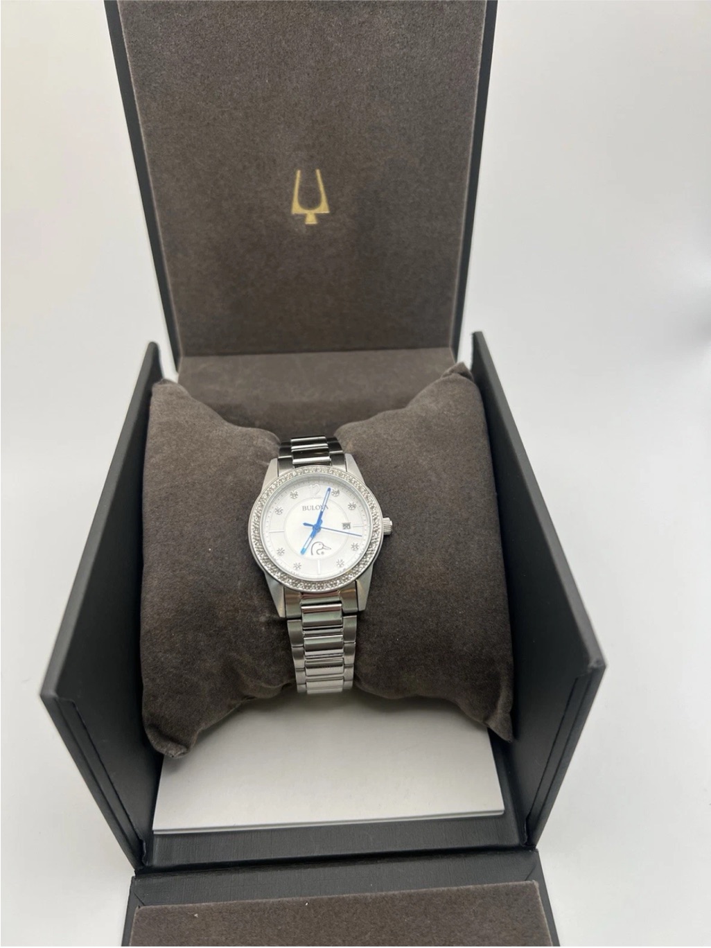 Bulova Silver Stainless Steel Ladies Watch With White Dial